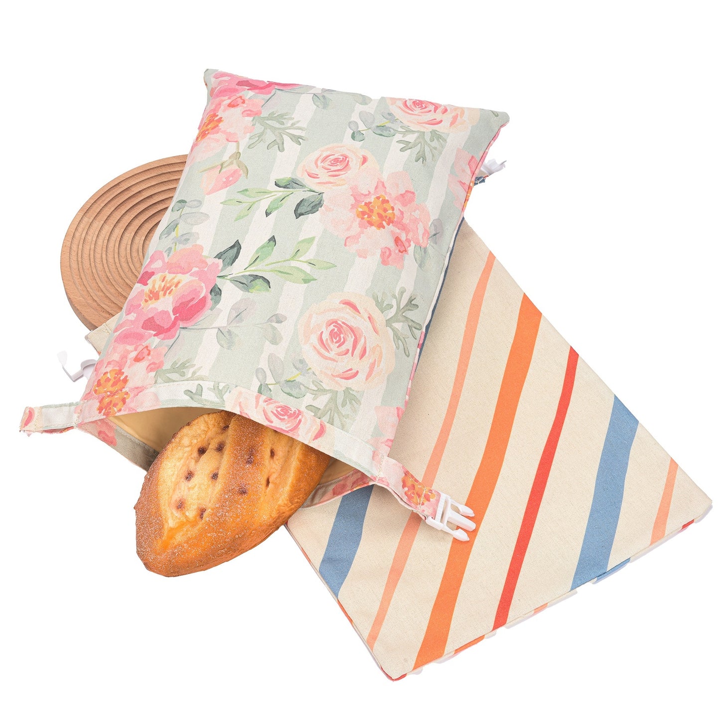Cotton And Linen Bread Bag With Snap Closure And TPU Drawstring