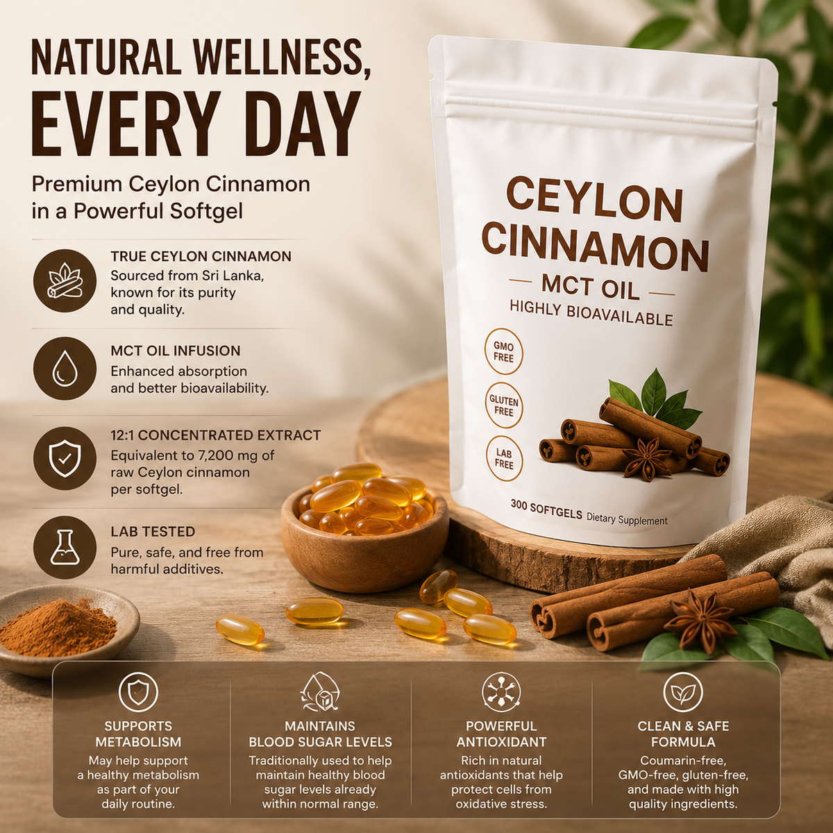 Ceylon Cinnamon 7200mg with MCT oil