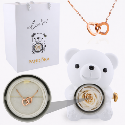 Rose Bear Engraved Necklace