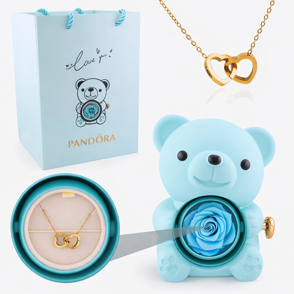 Rose Bear Engraved Necklace