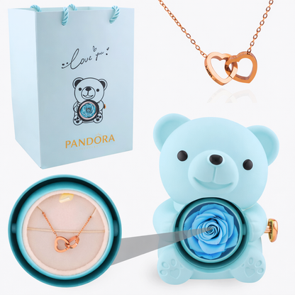 Rose Bear Engraved Necklace