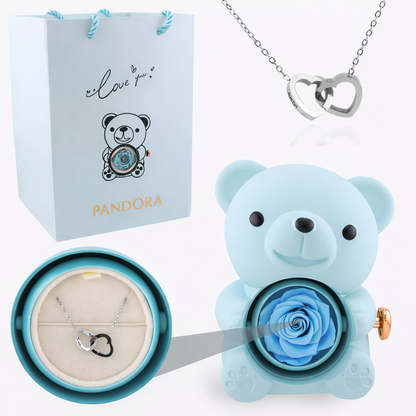 Rose Bear Engraved Necklace