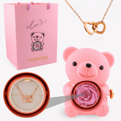 Rose Bear Engraved Necklace