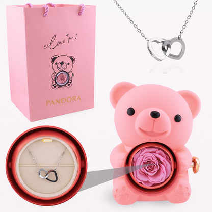 Rose Bear Engraved Necklace
