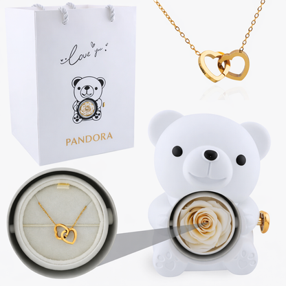 Rose Bear Engraved Necklace
