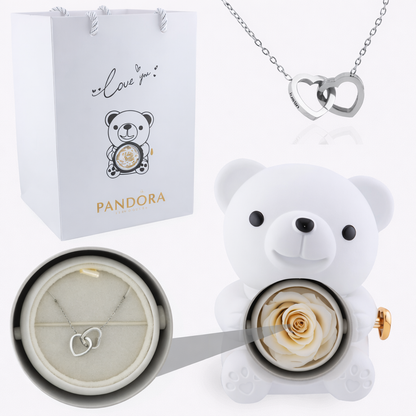 Rose Bear Engraved Necklace