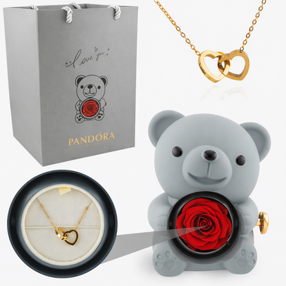 Rose Bear Engraved Necklace