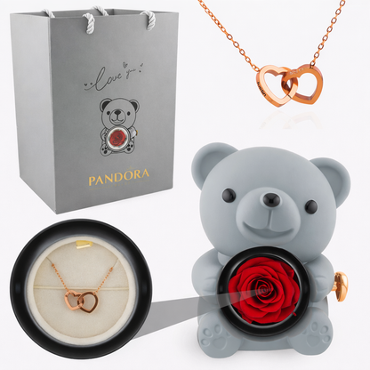 Rose Bear Engraved Necklace