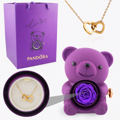 Rose Bear Engraved Necklace