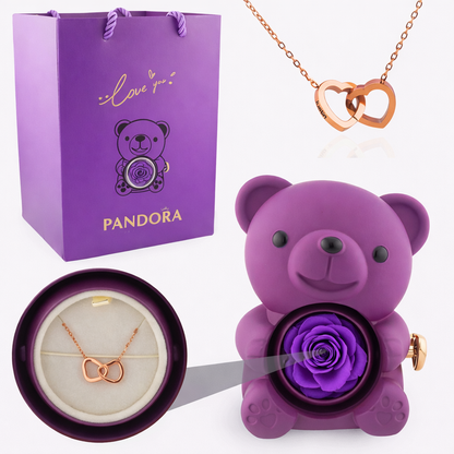 Rose Bear Engraved Necklace