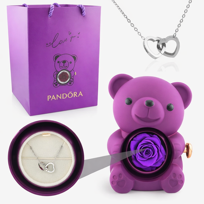 Rose Bear Engraved Necklace