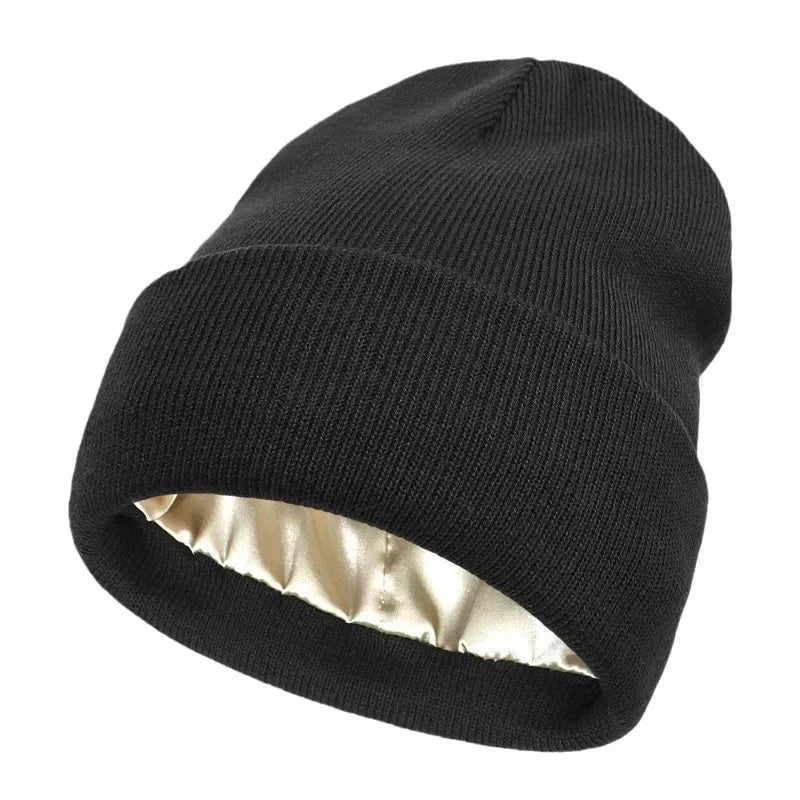 Winter Hat Silk Satin Lined Beanies