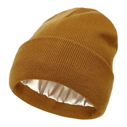 Winter Hat Silk Satin Lined Beanies