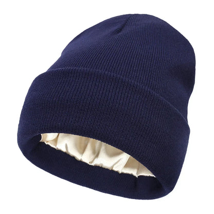 Winter Hat Silk Satin Lined Beanies